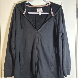Lands’ End Serious Sweats Black‎ Long Sleeve Full Zip Jacket Size L (14-16)